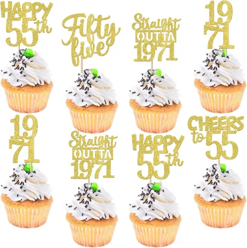 Vista 93 de 30 piezas negras para cupcakes de 10.º cumpleaños con purpurina Ten Happy 10 Straight Outta 2016 para saludos a 10 años 10 cumpleaños, boda Negro