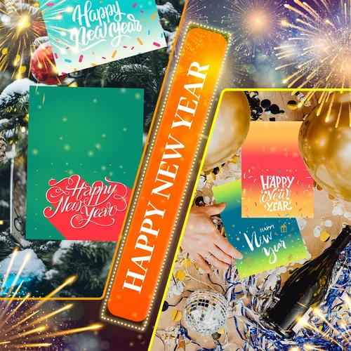 Vista 6 de Yexiya Juego de 100 tarjetas de feliz año nuevo a granel 2026 con sobres y calcomanías, tarjetas de felicitación de Año Nuevo, surtido de felices