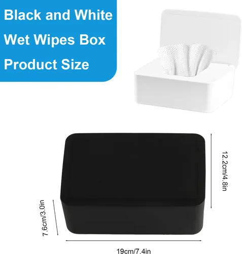 Vista 2 de 1 dispensador de toallitas para pañales, contenedor de toallitas recargable, recipiente con tapa de diseño de sellado, mantiene las toallitas Negro