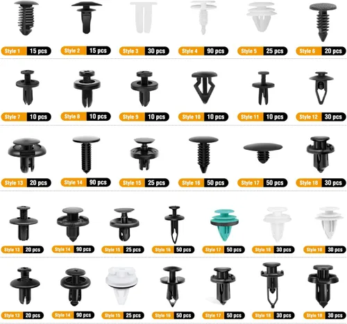 Vista 3 de GOOACC Surtido de 1115 clips de retención de empuje para automóvil y sujetadores automáticos, 32 tamaños más populares, remaches de parachoques