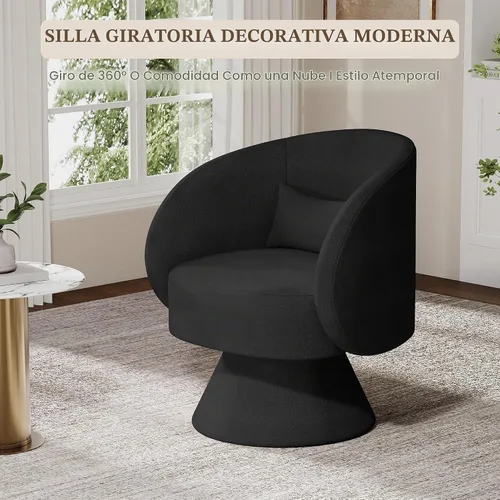 Vista 8 de Juego de 2 sillas giratorias de barril, silla decorativa pequeña de 360 Negro