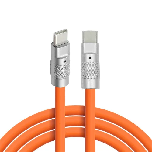 Vista 9 de cablecc Tipo A USB-A a USB-C Silicona Líquida Ultra Suave 120W Power USB2.0 Datos Cable Naranja Carga Rápida para Computadora Portátil Tableta