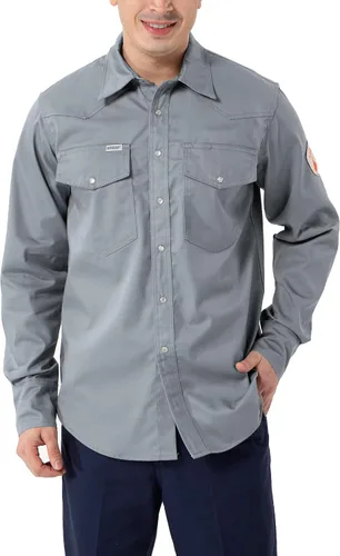 Vista 2 de GUARDEVER NFPA2112 - Camisa ignífuga para hombre, 100 % C, 9.1 onzas, NFPA2112