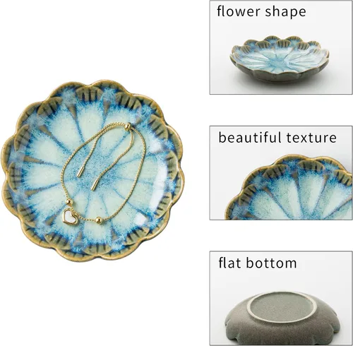 Vista 6 de Bandeja para joyas, plato para anillos, bandeja de cerámica para baratijas, cuenco para llaves, plato decorativo, para amigos, hermanas, hija, madre