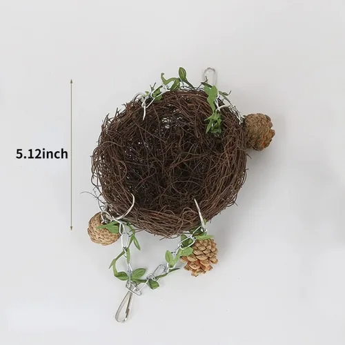 Vista 2 de Nido de ratán natural pequeño, mediano y grande, columpio para pájaros para loro, cacatúa, conure, cacatúa, guacamayo amazónico, agapornis gris