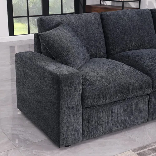 Vista 2 de Ball & Cast Sofá modular en forma de L de 146 pulgadas, sofá modular grande tapizado de chenilla, 8 asientos con otomana móvil y 2 almohadas