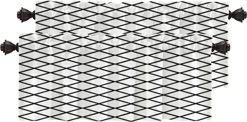 Vista 42 de Cortinas opacas de poliéster multicapa para cafetería, con diseño de diamantes, 2 unidades, 26 x 24 pulgadas