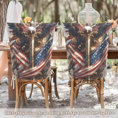 Vista 6 de 4th of July Independence Day White Warrior Bird Decorative Chair Protectors Covers for Retro Dining Chairs Removable Dorm Chair Cover Protector