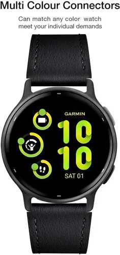 Vista 3 de Correa de cuero para Garmin Vivoactive 6/Vivoactive 5/3 Negro