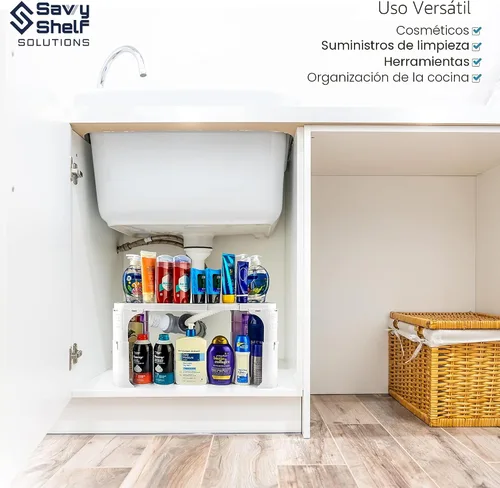 Vista 8 de Organizador y almacenamiento expandible para debajo del fregadero, organizador para debajo del fregadero, organizador para debajo del fregadero