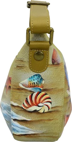 Vista 3 de Anuschka - Hobo para mujer, piel auténtica, pintado a mano, exterior