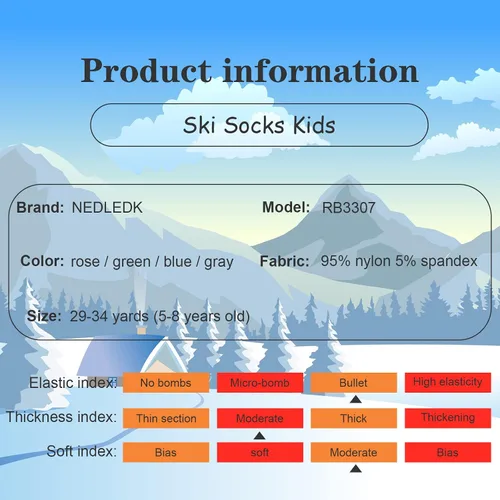 Vista 6 de NEDLEDK Calcetines de esquí 2 unidades calcetines para esquí snowboard clima frío deportes al aire libre para niños y niñas de 3 a 10 años