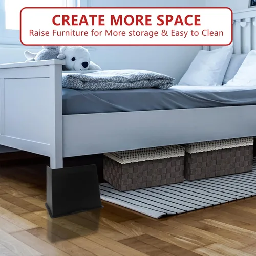Vista 5 de Paquete de 4 elevadores de cama de 6 pulgadas, resistentes, elevadores de muebles de gran tamaño, elevadores de cama extra anchos para mesa, sofá
