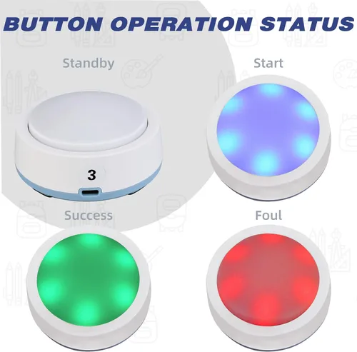 Vista 5 de Retekess Sistema de zumbador inalámbrico TM101, contesta zumbadores con luces y sonido, añade hasta 32 botones, 262 pies, zumbadores de programas