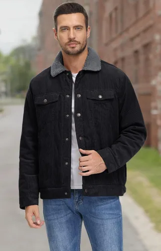 Vista 7 de TACVASEN Men's Corduroy Jacket Fleece Sherpa Lined Winter Coats Warm Thick Cotton Casual Trucker Cargo Jacket