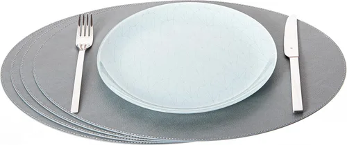 Vista 12 de Nikalaz Nikalaz - Juego de 4 manteles individuales ovalados de cuero reciclado, 18 x 13 pulgadas, decoración de mesa de comedor y cocina