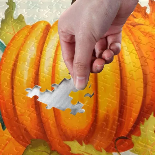 Vista 4 de Rompecabezas de otoño de calabaza de 500 piezas para adultos, rompecabezas educativos de aprendizaje, juguetes familiares difíciles y desafiantes
