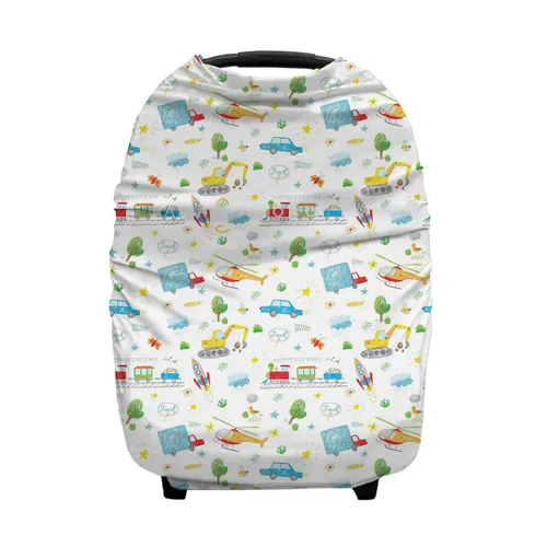 Vista 6 de Fundas de asiento de automóvil personalizadas con nombre a rayas de vaca, funda de lactancia personalizada para bebés, toldo de asiento de automóvil