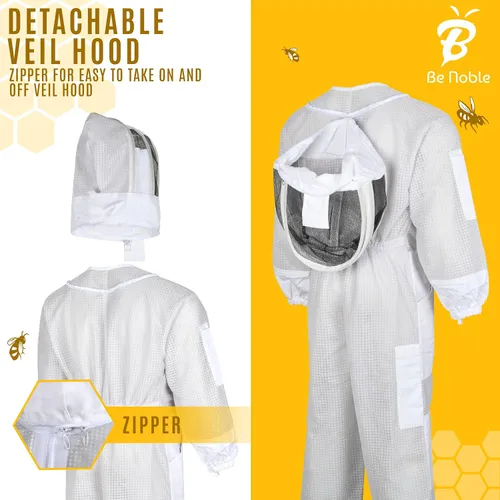 Vista 4 de Traje de apicultura profesional de 3 capas – Traje de abeja protector resistente para un manejo seguro y eficiente de la apicultura.