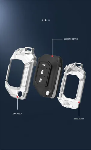 Vista 6 de Funda de aleación de zinc para llavero compatible con Jeep Wrangler Gladiator JL JLU Sahara Rubicon The Sport JT Overland Sport S 2018-2023