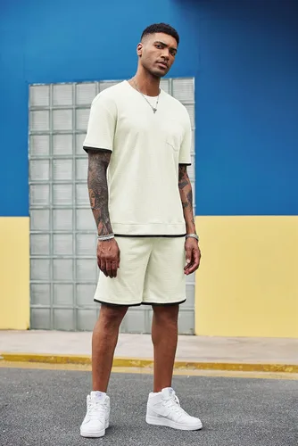 Vista 7 de COOFANDY Conjunto de 2 piezas de camisa y pantalones cortos para hombre, estilo casual de verano con bolsillos