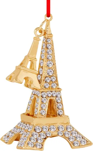 Vista 8 de PETCEE Adornos navideños de la Torre Eiffel 2025 - Adornos de metal de la Torre Eiffel de París para árbol de Navidad, decoraciones de la Torre