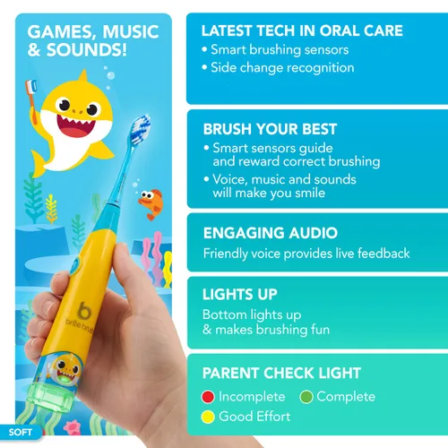 Vista 2 de BriteBrush™ - Cepillo de dientes inteligente interactivo para niños con tiburón bebé
