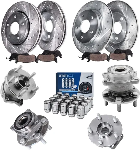 Vista 154 de Detroit Axle - Rotores de freno para Ford 2013-2019 Explorer Taurus Flex Lincoln MKT MKS, rotores de freno de disco ranurados perforados de repuesto
