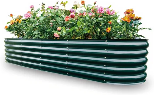 Vista 30 de GARDMAX 2x2x1FT Galvanized Round Raised Garden Bed Kit, Metal Planter Boxes Outdoor with Easy Assembly, Large Garden Bed for Vegetables, Fruits
