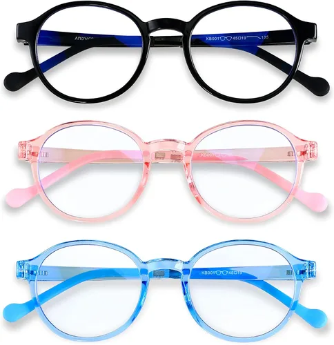 Vista 7 de ANDWOOD Gafas de luz azul para niños, niñas, niños, computadora, juegos, anti rayos azules, gafas de sol polarizadas de 3 a 12 años