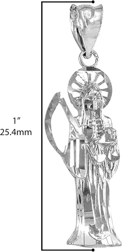 Vista 3 de Collar con colgante católico de plata de ley 925 Nuestra Señora de la Santa Muerte, Nuestra Señora de la Santa Muerte, solo a elección de longitud