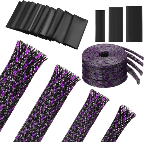 Vista 12 de Tatuo Funda de cable trenzada expandible de 65.6 pies, funda de alambre trenzado de varios tamaños con 120 tubos termorretráctiles para televisión