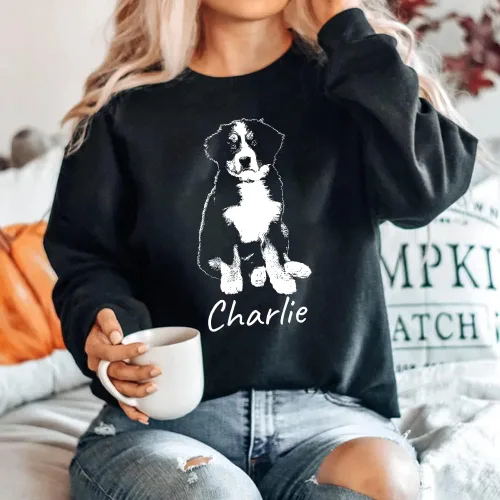 Vista 3 de Sudadera de perro personalizada para mujeres, regalos para amantes de los perros, Color personalizado