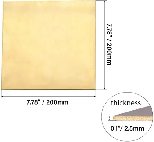 Vista 2 de Dxcaicc Brass Sheet 200x200mm H62 High Purity Raw Materials Metal Brass CU Widely Used in Product Development,200x200x3mm