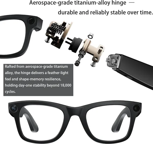 Vista 4 de Lentes inteligentes AI con cámara, grabación de video 1080P, traducción en tiempo real AI, audio Bluetooth de oído abierto, asistente de voz