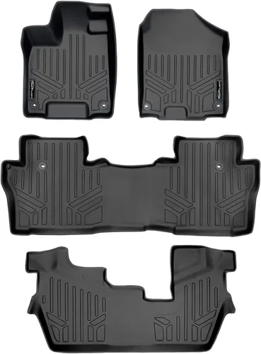 Vista 29 de SMARTLINER Juego de alfombrillas de piso de ajuste personalizado de 3 filas para Honda Pilot 2009-2015