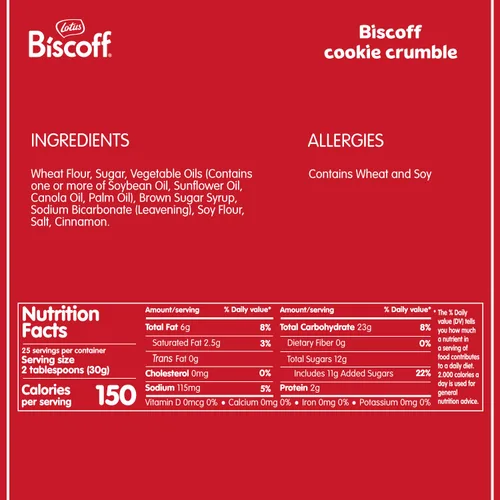 Vista 5 de Lotus Biscoff Crumble - Galletas de bizcocho caramelizadas desmenuzadas - Bolsa de 1.65 libras