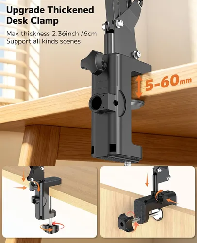 Vista 2 de VRIG - Cargador inalámbrico magnético para escritorio de cama, soporte de mesa articulado flexible, soporte superior compatible con iPhone