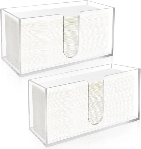Vista 8 de Toallero de papel acrílico, dispensador de servilletas de plegado en Z de 0.197 in de grosor, transparente y plegable, organizador de baño y cocina