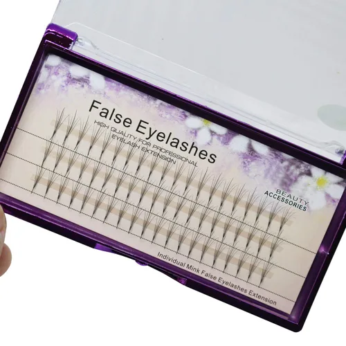 Vista 2 de Pro Granting 3D Mink Phoenix Tail Design Pestañas postizas individuales racimo 5 raíces 0.07 C Curl Eye Lash Extension Herramientas de maquillaje