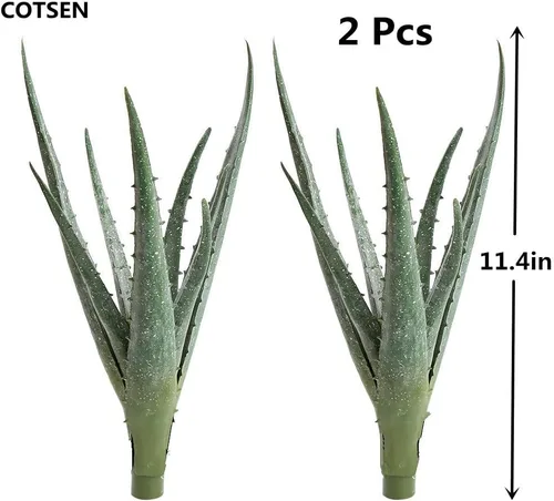 Vista 6 de COTSEN 2 piezas de suculentas artificiales grandes, plantas artificiales de aloe, suculentas artificiales sin maceta, utilizadas para jardín