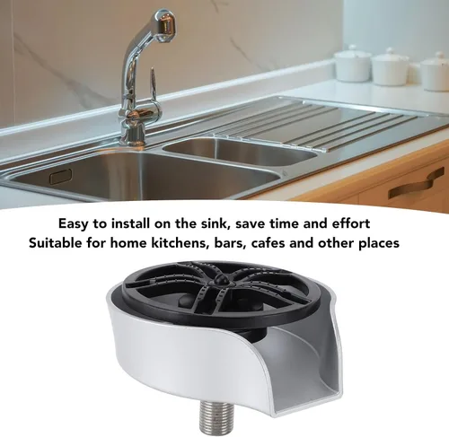 Vista 4 de Glass Rinser Cup Washer, Stainless Steel Automatic Pressure Glass Washer, Silver - Rust, Easy Sink Attachment, Suitable for Kitchen Use (Silver)