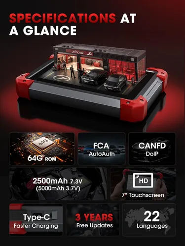 Vista 8 de XTOOL D7 Escáner OBD2 Herramienta de escaneo bidireccional, escáner 2025 para automóvil, FCA Autoauth, CANFD/DoIP, más de 36 reseteos, pruebas