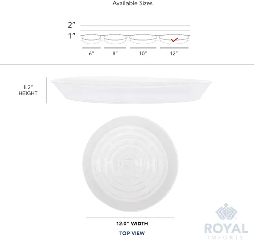 Vista 6 de Royal Imports Plato de plástico para maceta, bandeja de goteo transparente, plato desechable para maceta, forro de drenaje de humedad para el hogar