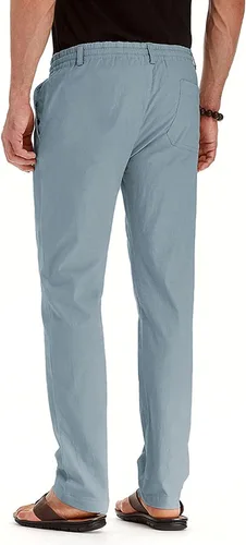 Vista 3 de Pantalones de vestir ajustados para hombre, ajuste clásico, cintura expandible, oculta, para negocios, trabajo, piernas rectas, moda