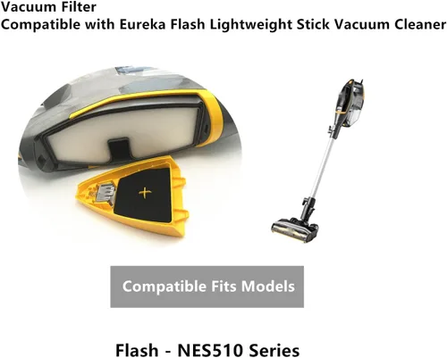 Vista 2 de Filtro de vacío compatible con Eureka Flash aspiradora de palo ligero, se adapta a NES510, parte # N0205, N0206, N0207 (paquete de 3)