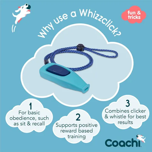 Vista 2 de Coachi Whizzclick, 2 en 1 combinados clicker y silbato, silbato de entrenamiento para perros para entrenamiento de retiro y entrenamiento de clicker
