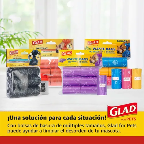 Vista 9 de Bolsas perfumadas para residuos de Glad para mascotas, bolsas de recogida de caca de mascotas resistentes a roturas con protección contra fugas