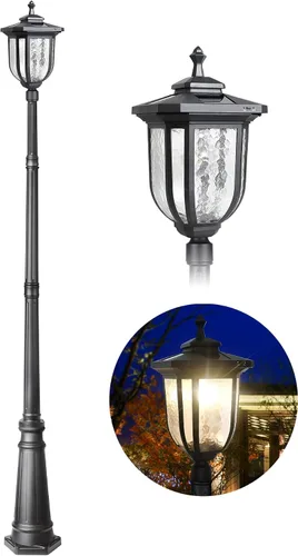 Vista 8 de ST4322Q1 - Luz solar para poste al aire libre, lámpara solar de anochecer a amanecer, luz de poste de aluminio impermeable con montaje en muelle