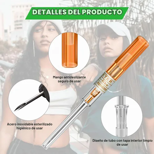 Vista 4 de 50 agujas de catéter – 50 agujas de perforación de calibre 14, agujas huecas para oído, nariz, vientre, ombligo, pezón, pezón, agujas de perforación